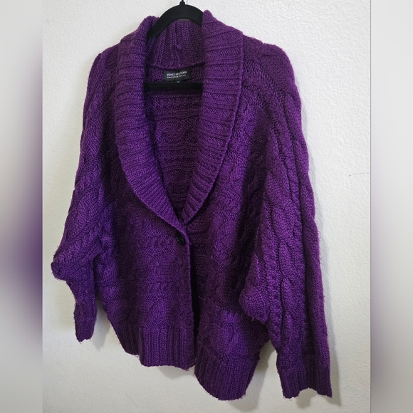 Jones New York Collection Purple Cable Knit Cardigan Sweater Size 1X - Picture 3 of 16